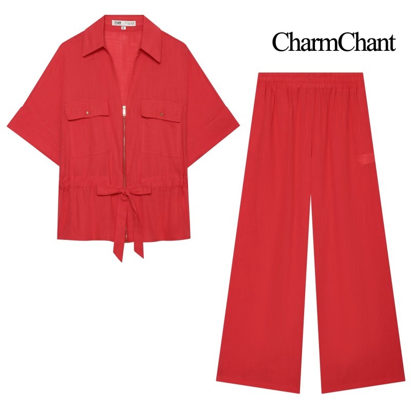 Short Linen Drawstring - CHARMCHANT Women's Solid Linen Blend Two