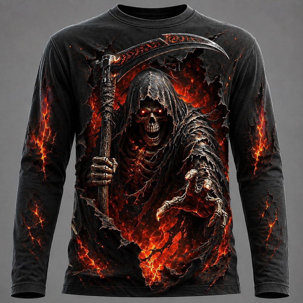 Tee Graphic Print - Halloween Men 3D Graphic Printed Long