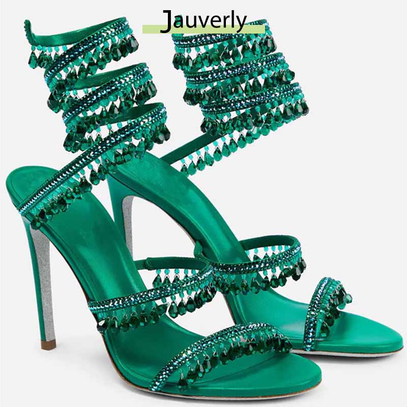 Casual Sandal Leather - 2026 Women's High Heels New Rhinestone