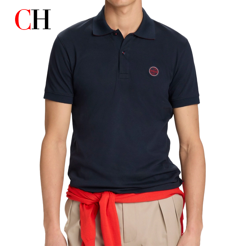 Polo Shirt Pique - CH Red Accent Circular Rubber Patch