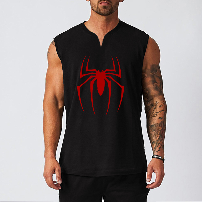 Tank Top Muscle - Red Spider Printed Gym Fitness Tank