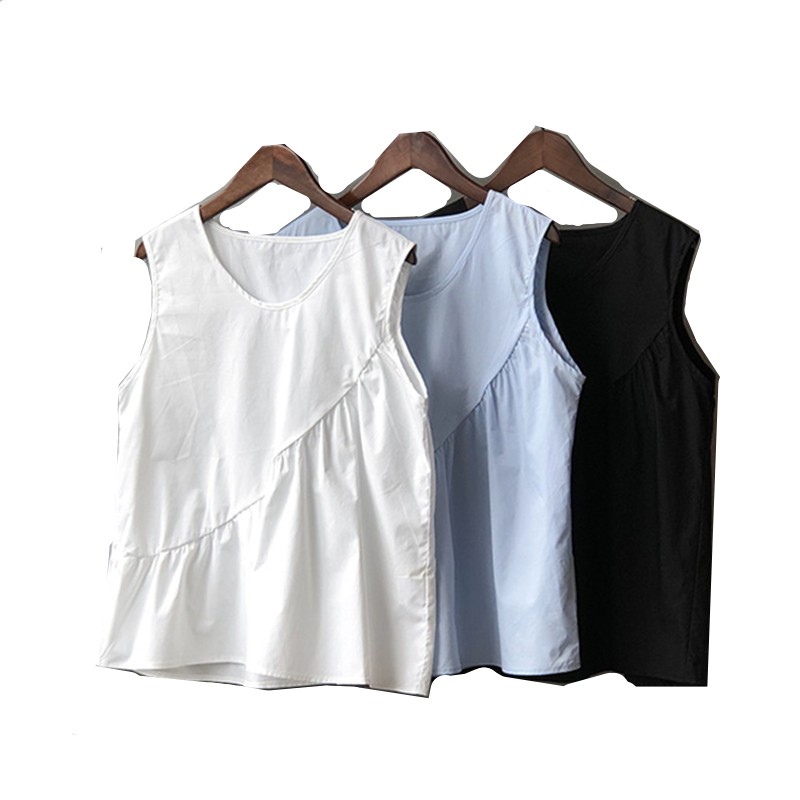 Shirt Camp Collar - loose casual women cotton linen tank