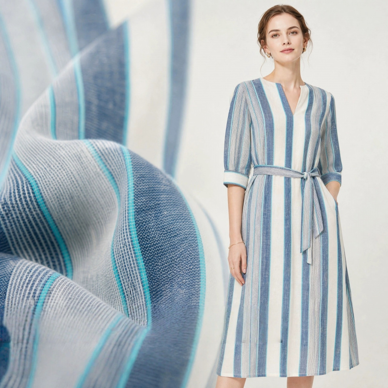 Linen Shirt Breathable - 2Yards Fresh and artistic Blue and