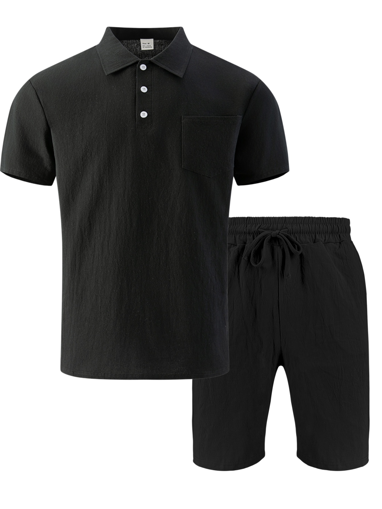 Men's Textured Linen Polo Shor - огляд і ціна Short Linen Drawstring