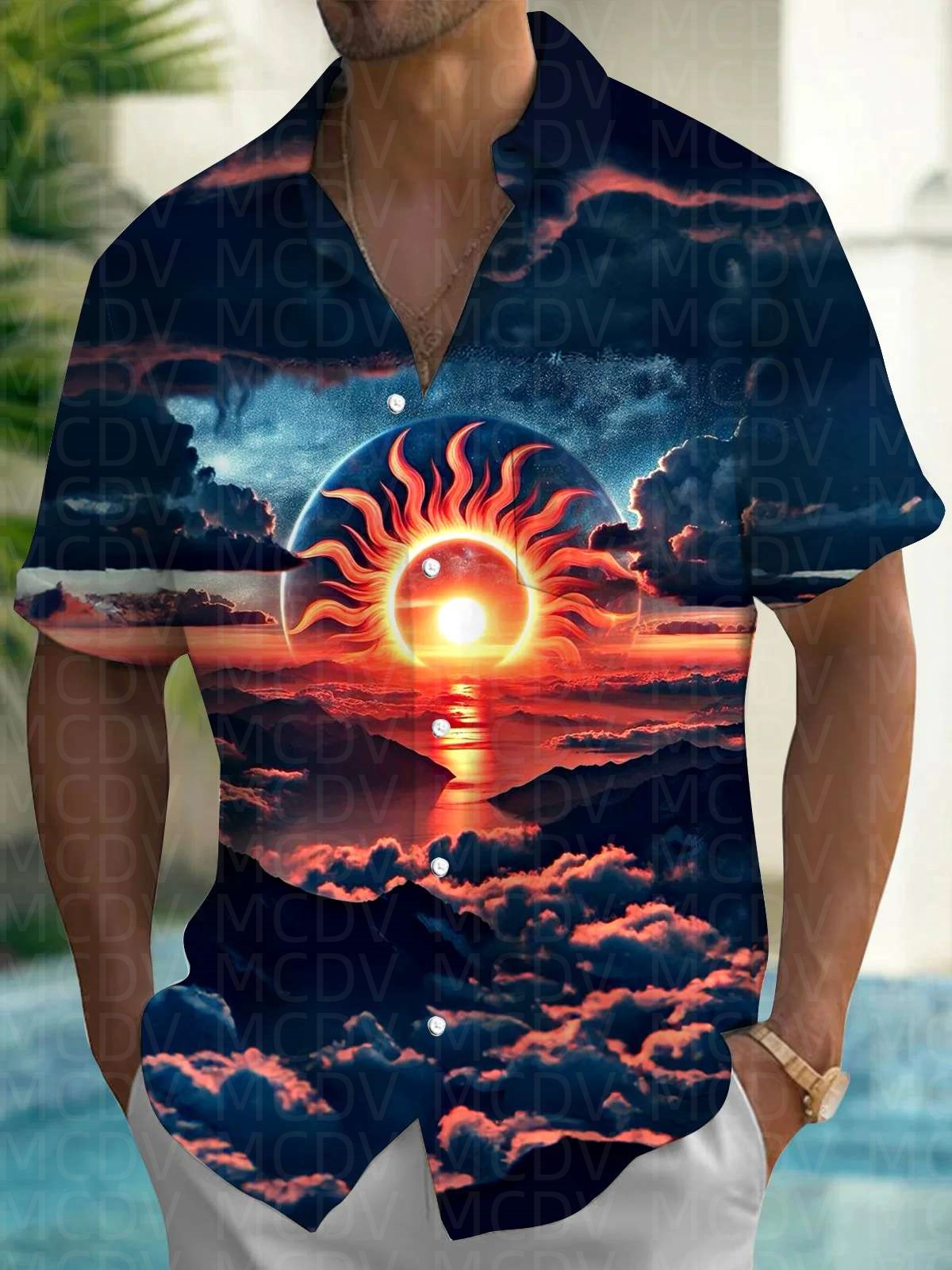 Sun Pattern Style Men's Hawaii - огляд і ціна Shirt Camp Collar