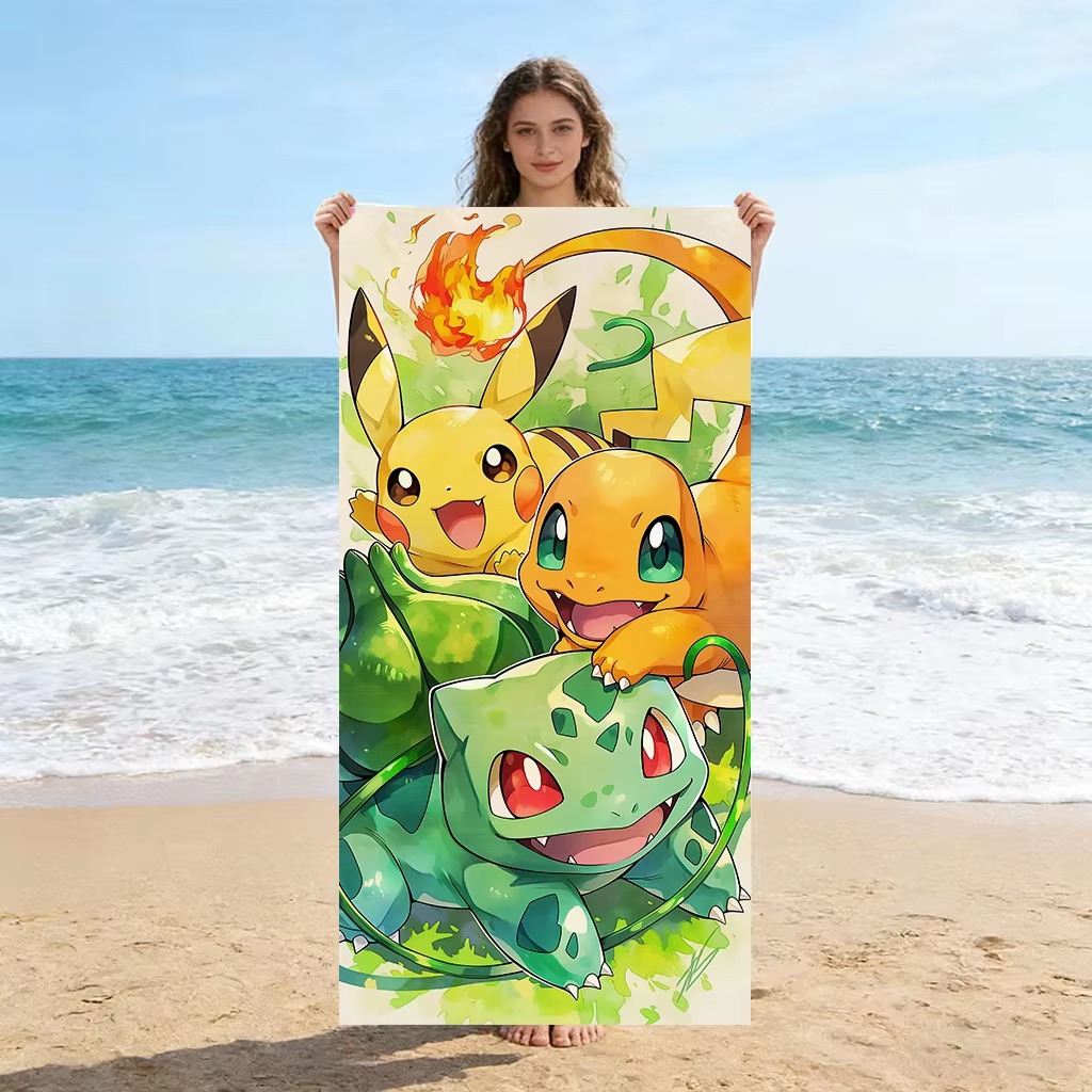 P-Pokemon Starters Anime Beach - огляд і ціна Beach Towel Large