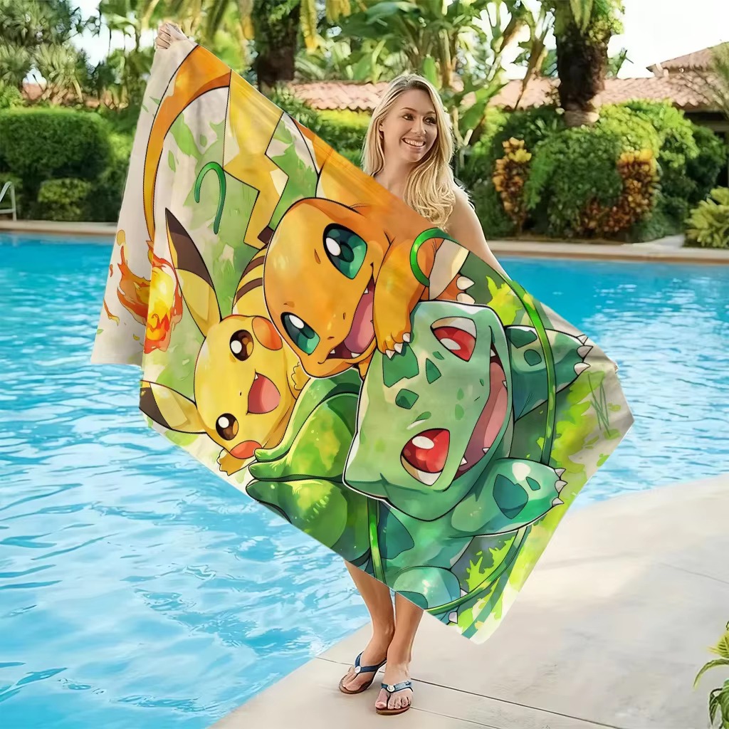 P-Pokemon Starters Anime Beach - огляд і ціна Beach Towel Large