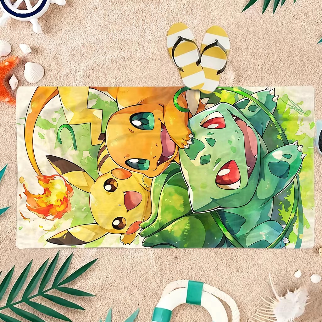 P-Pokemon Starters Anime Beach - огляд і ціна Beach Towel Large