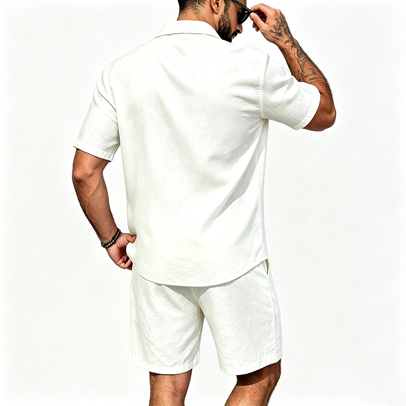 Men Linen Two Piece Outfit Sho - огляд і ціна Short Linen Drawstring