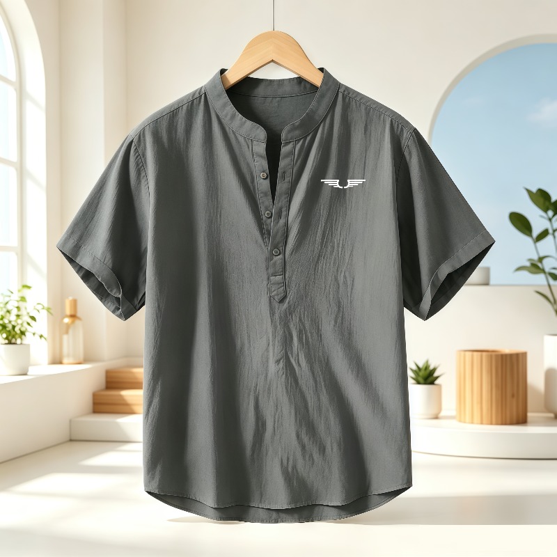 Men's cotton and linen Henley  - огляд і ціна Linen Shirt Breathable