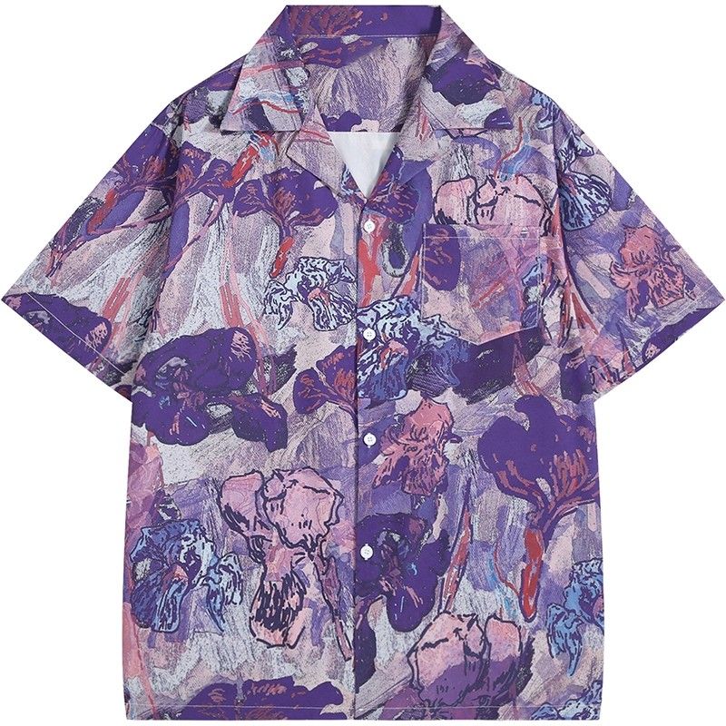 Vintage Purple Oil Painting Ir - огляд і ціна Resort Shirt Floral