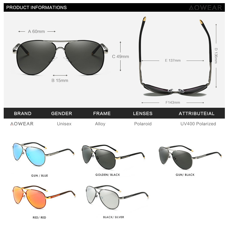 AOWEAR Men's Aviation Sunglass - огляд і ціна Sunglasses Aviator Polarized
