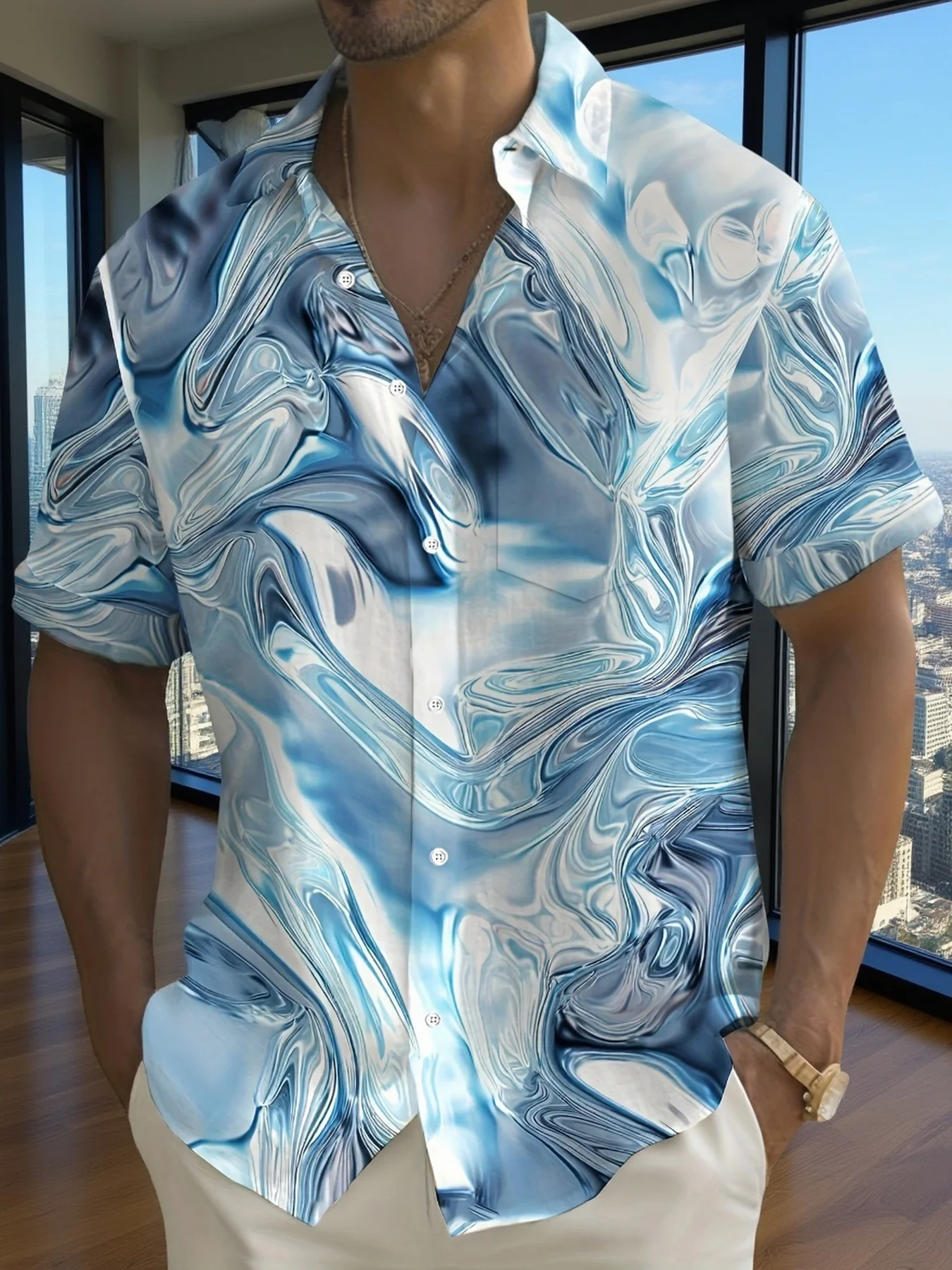 Minimal Ink Texture Lapel Reso - огляд і ціна Resort Shirt Floral