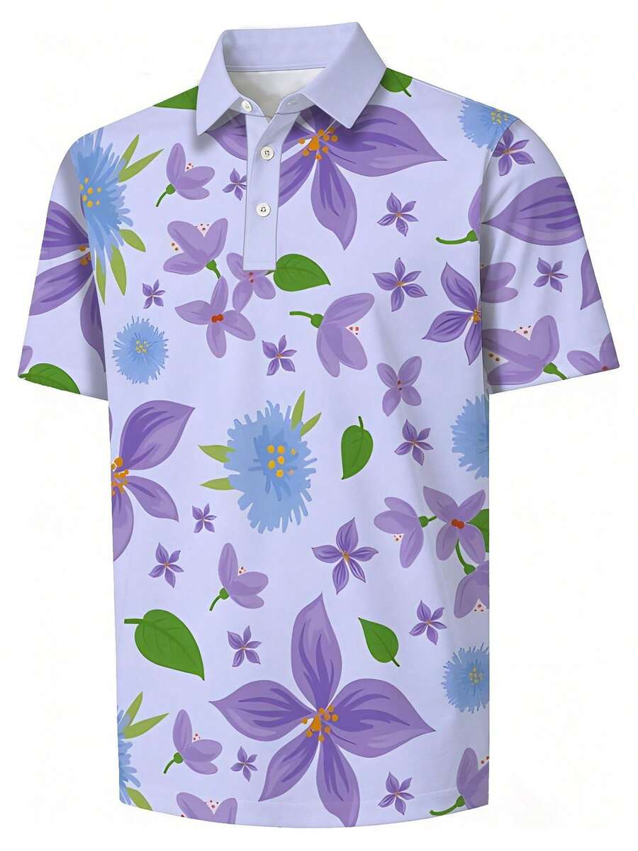 Mens Floral Print Pique Shirt  - огляд і ціна Polo Shirt Pique