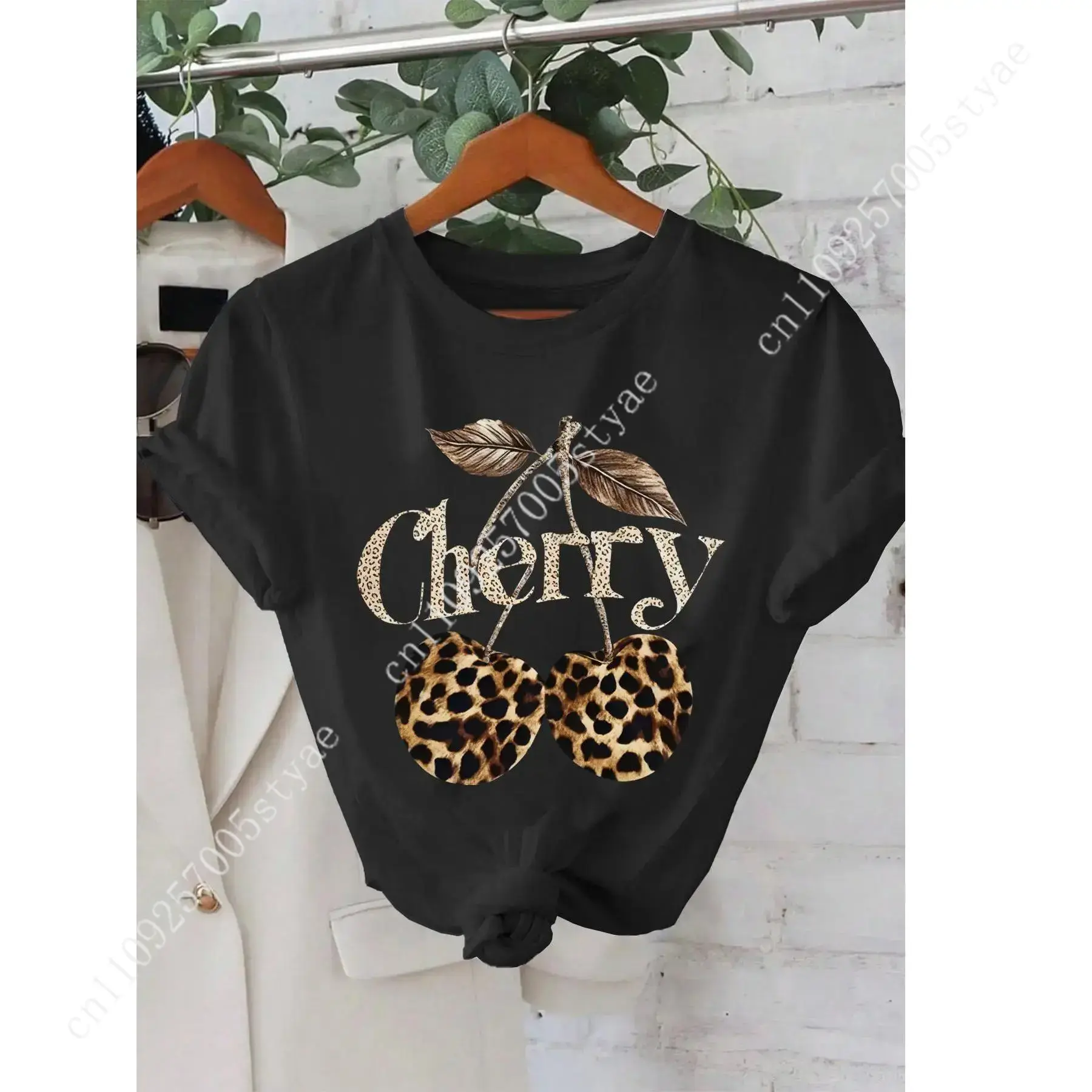 Women's Cherry & Leopard Print - огляд і ціна Tee Graphic Print