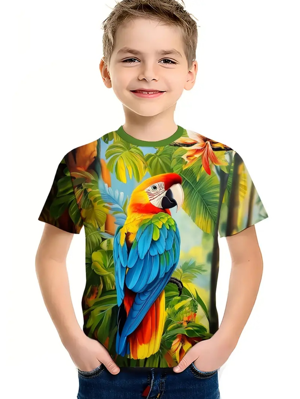 Kids' Tropical Macaw Parrots B - огляд і ціна Tee Graphic Print