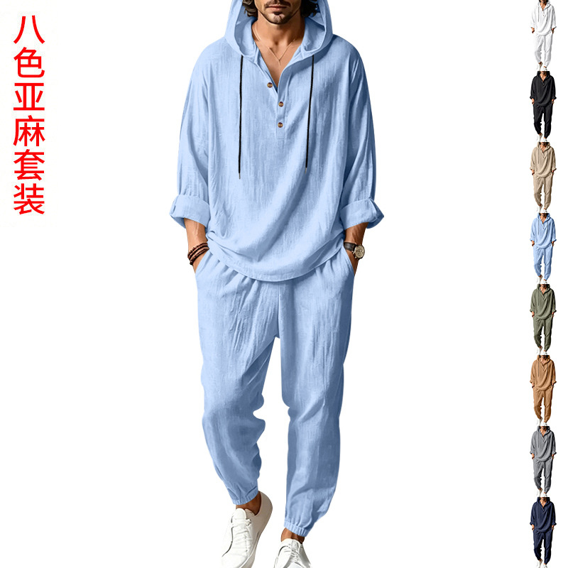 Men's Summer Linen 2 Piece Set - огляд і ціна Short Linen Drawstring
