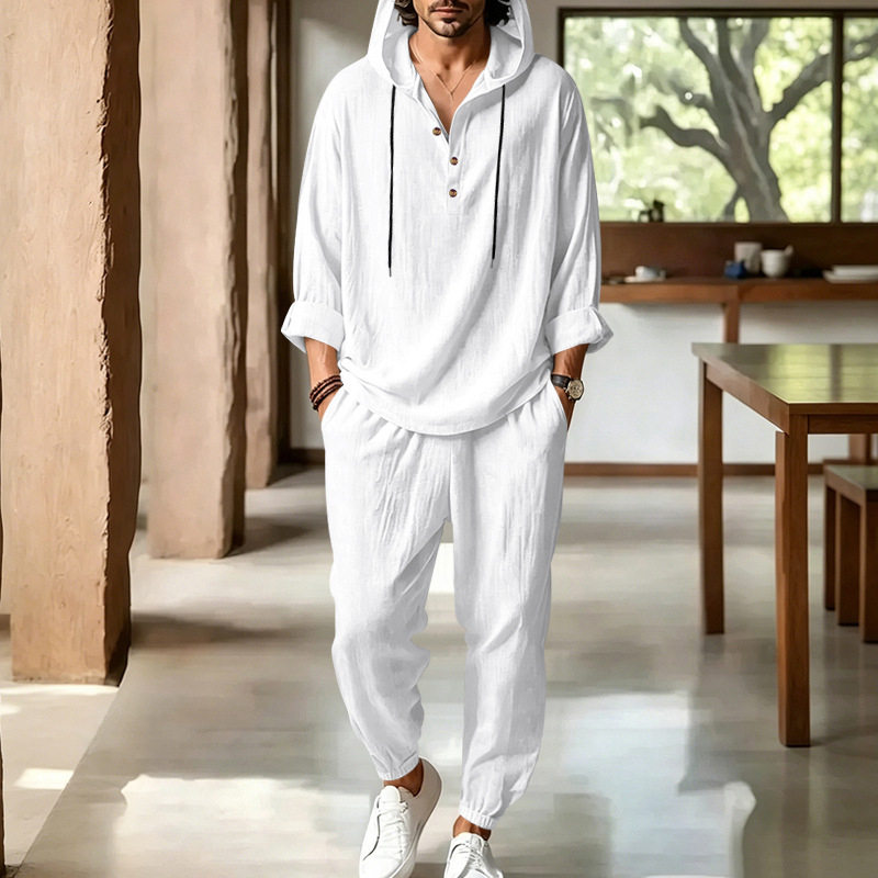 Men's Summer Linen 2 Piece Set - огляд і ціна Short Linen Drawstring