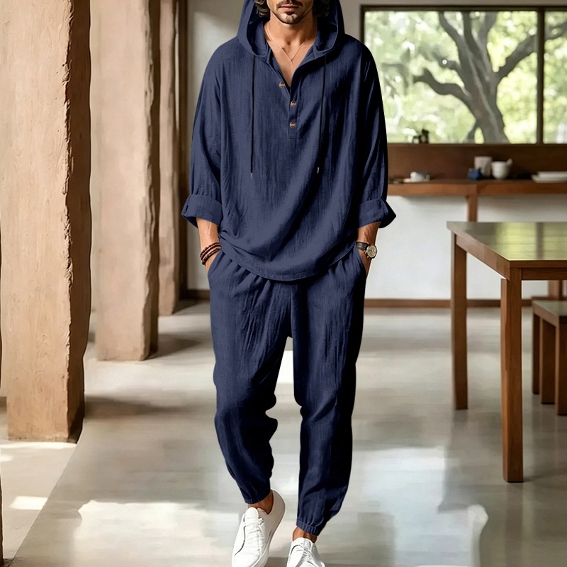Men's Summer Linen 2 Piece Set - огляд і ціна Short Linen Drawstring