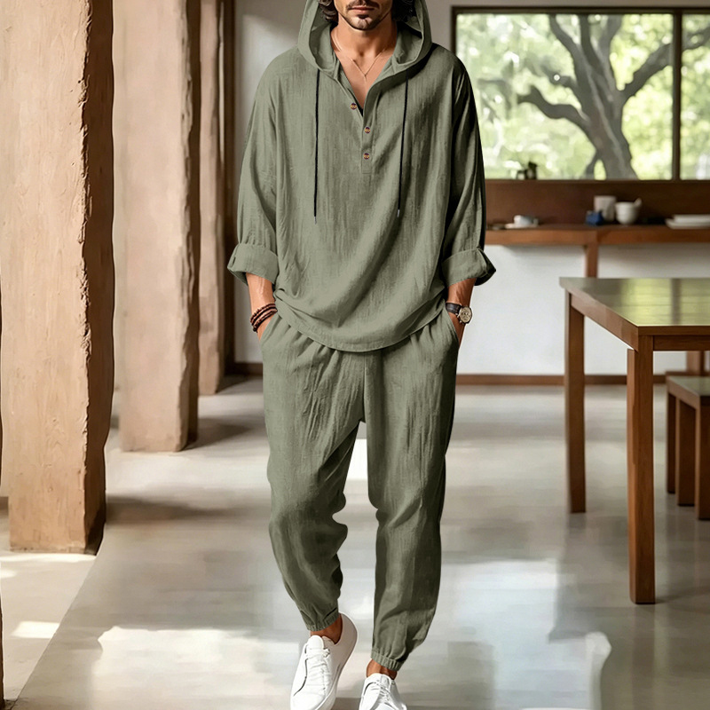 Men's Summer Linen 2 Piece Set - огляд і ціна Short Linen Drawstring