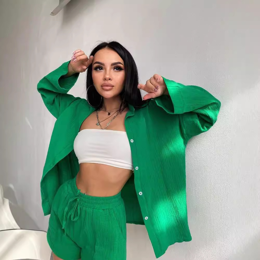 Three Piece Short Sets Women S - огляд і ціна Short Linen Drawstring