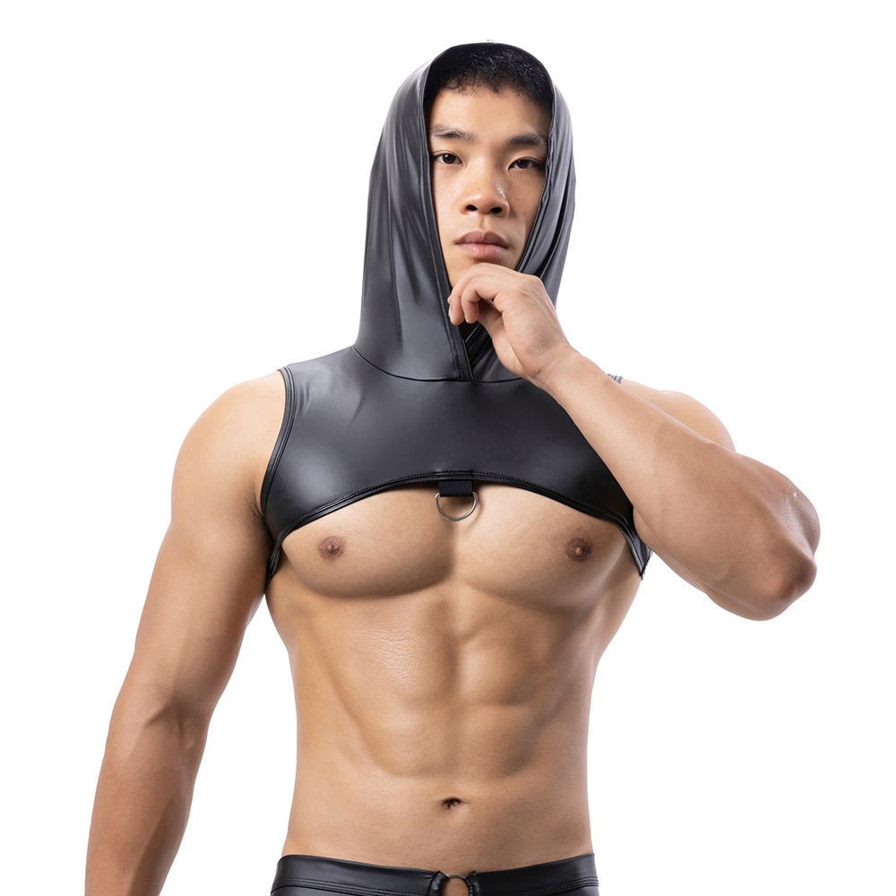 Men Faux Leather Hooded Fitnes - огляд і ціна Tank Top Muscle