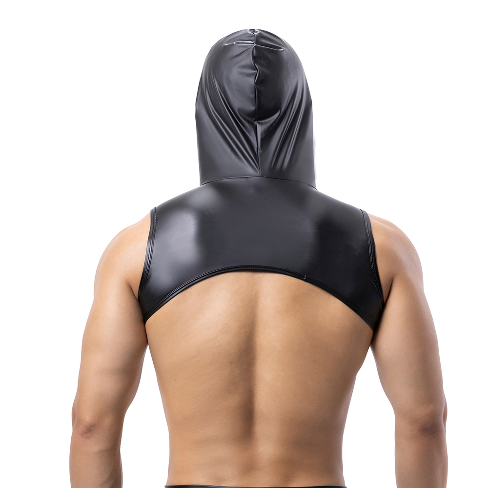 Men Faux Leather Hooded Fitnes - огляд і ціна Tank Top Muscle