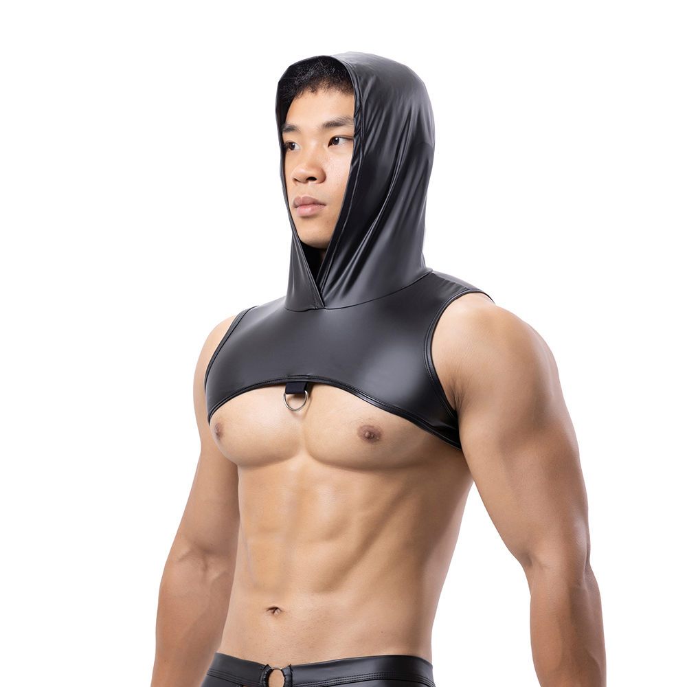 Men Faux Leather Hooded Fitnes - огляд і ціна Tank Top Muscle