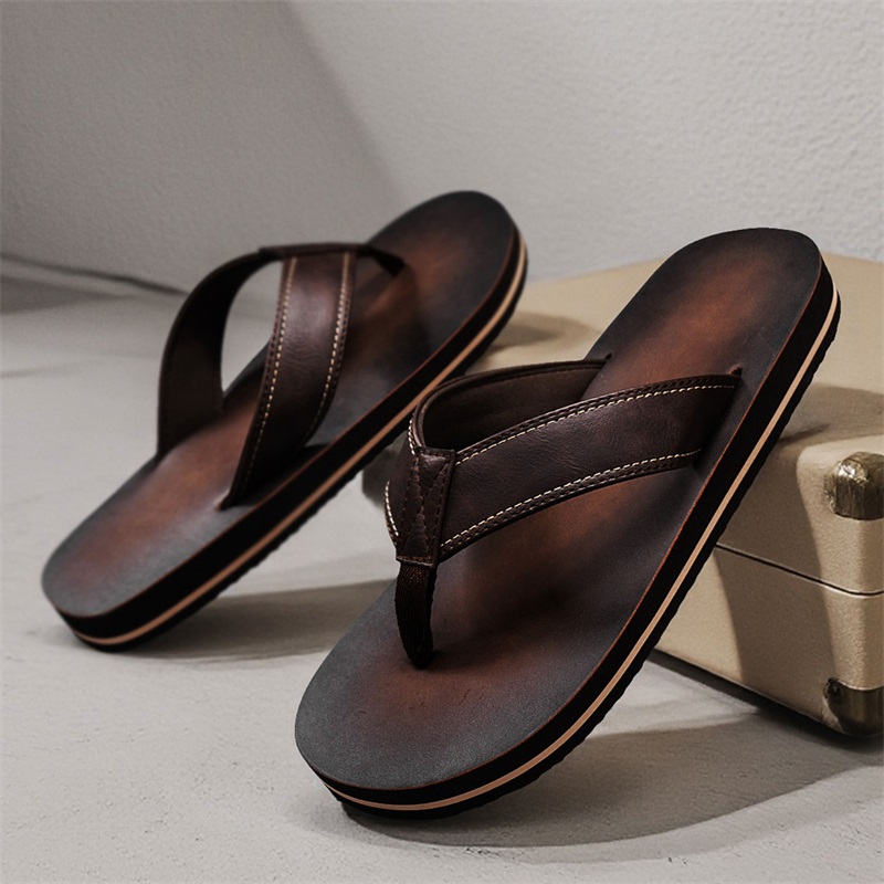 Men's Vintage Washed Faux Leat - огляд і ціна Flip Flop Leather Men