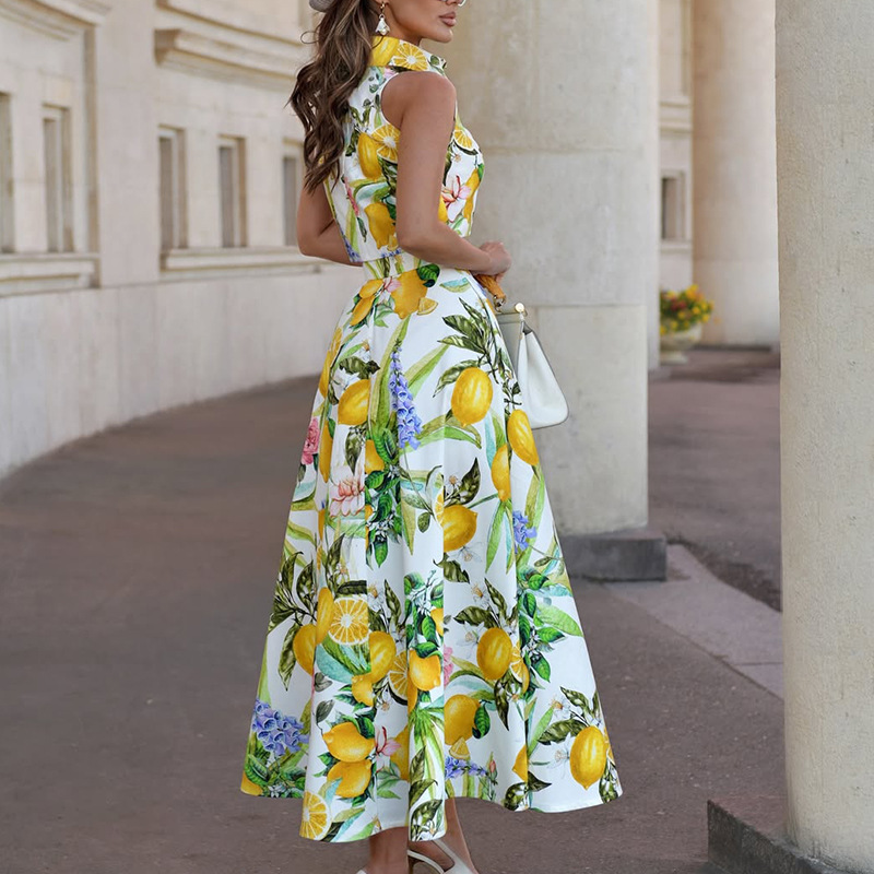 Women's Fashion Lemon Print Sl - огляд і ціна Shirt Camp Collar