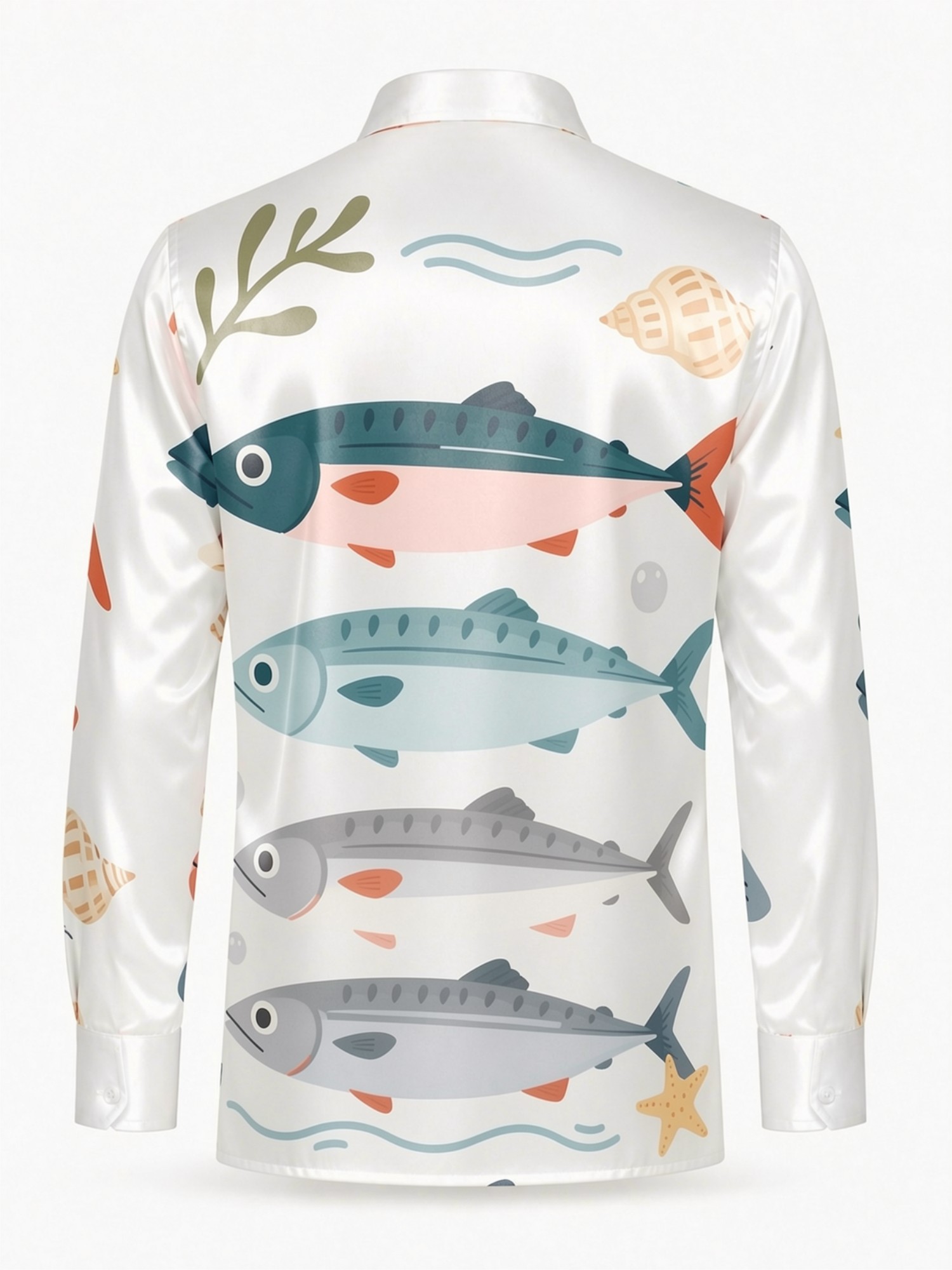 Mens Luxury Satin Long Sleeve  - огляд і ціна Resort Shirt Floral