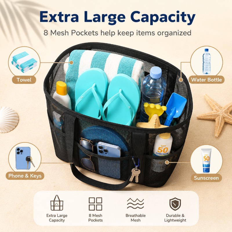 Mesh Beach Bag Large Capacity  - огляд і ціна Beach Towel Large