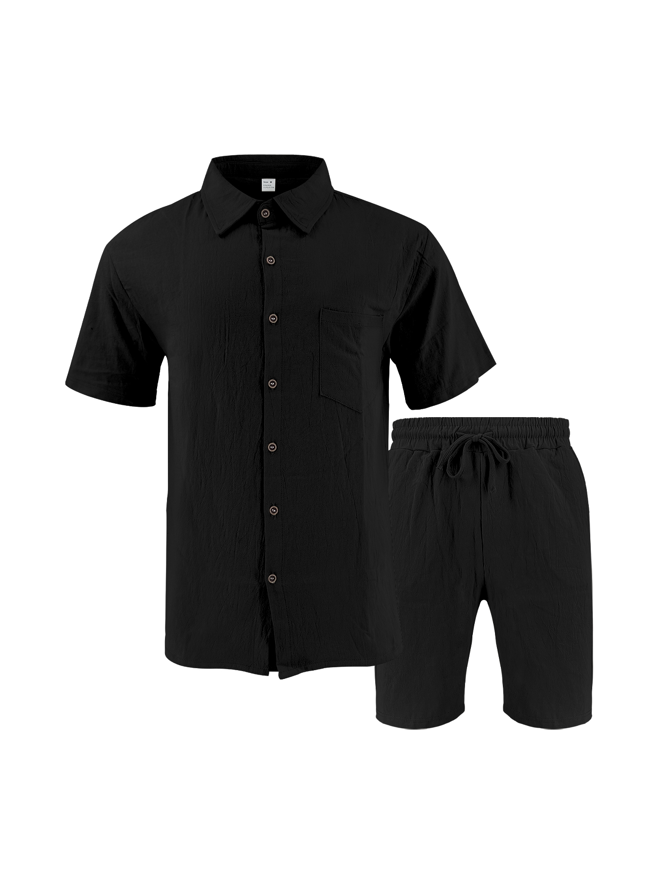 Men Linen Textured Two-Piece S - огляд і ціна Short Linen Drawstring