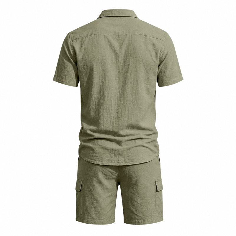 Men Summer American Linen Two  - огляд і ціна Linen Shirt Breathable
