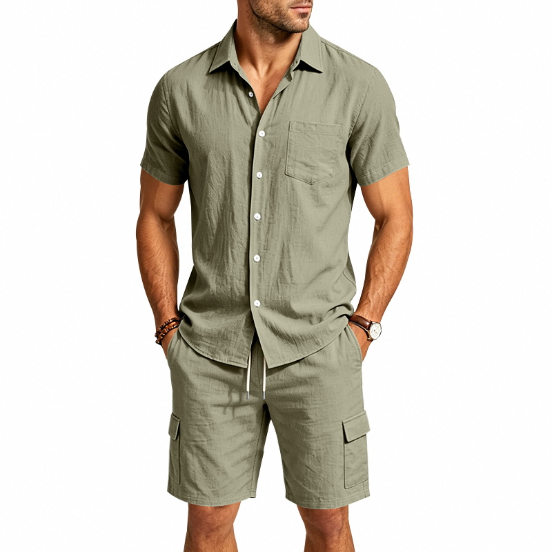 Men Summer American Linen Two  - огляд і ціна Linen Shirt Breathable