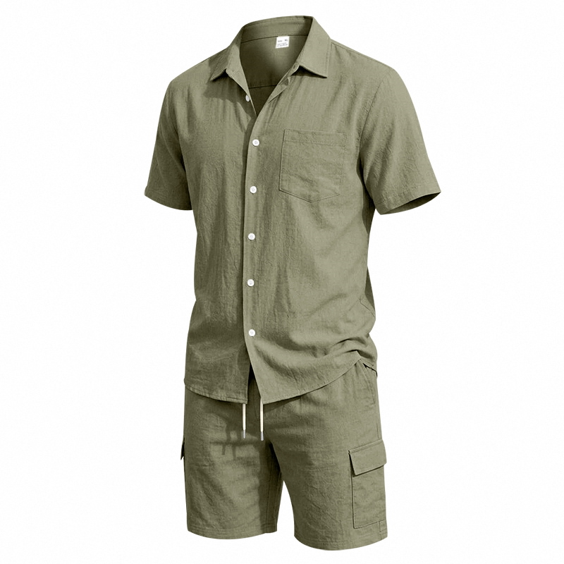 Men Summer American Linen Two  - огляд і ціна Linen Shirt Breathable
